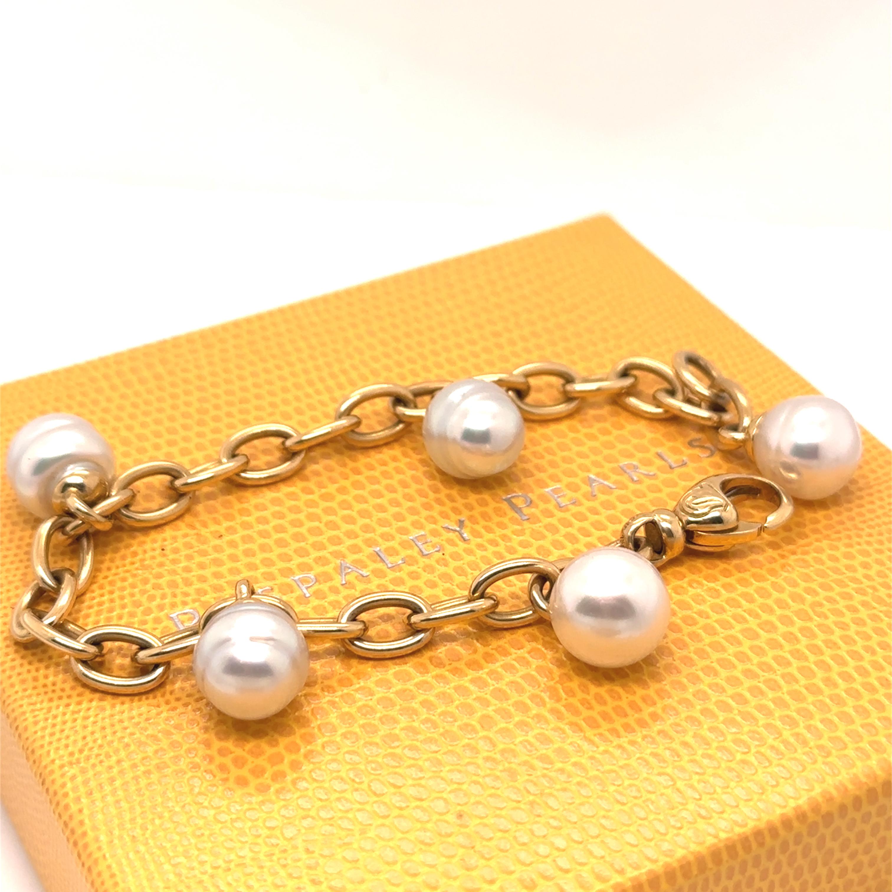 Paspaley 18ct Yellow Gold White South Sea Pearl Bracelet 37.5g 1