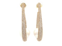 Paspaley 18k Yellow Gold 5ctw Pave Diamond AAA 13.2mm Pearl Oval Hoop Earrings