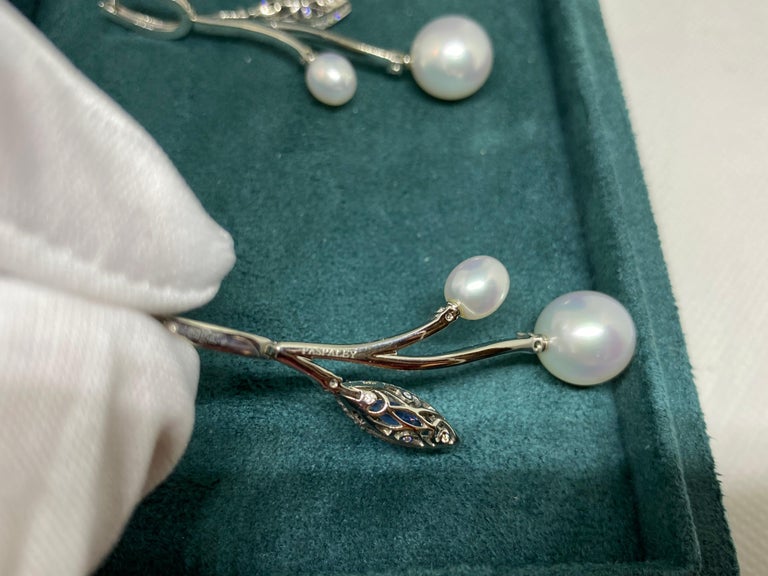 Paspaley Earrings and Pendant Set with South Sea Pearls, Tanzanites ...