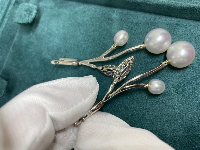 Paspaley Earrings and Pendant Set with South Sea Pearls, Tanzanites ...