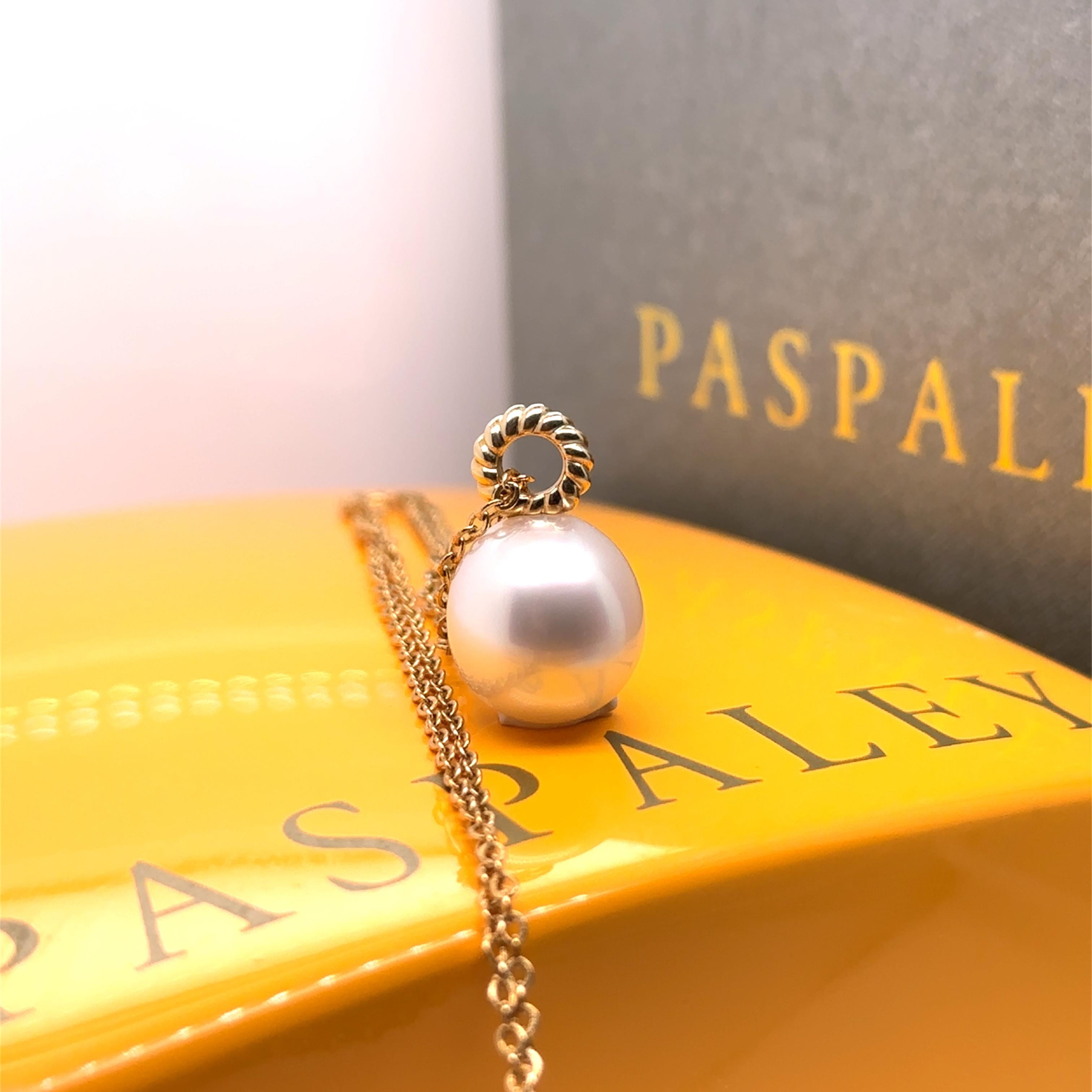 Paspaley South Sea Pearl Dive Rope Pendant with 9ct Yellow Gold Chain 6.32g For Sale 1