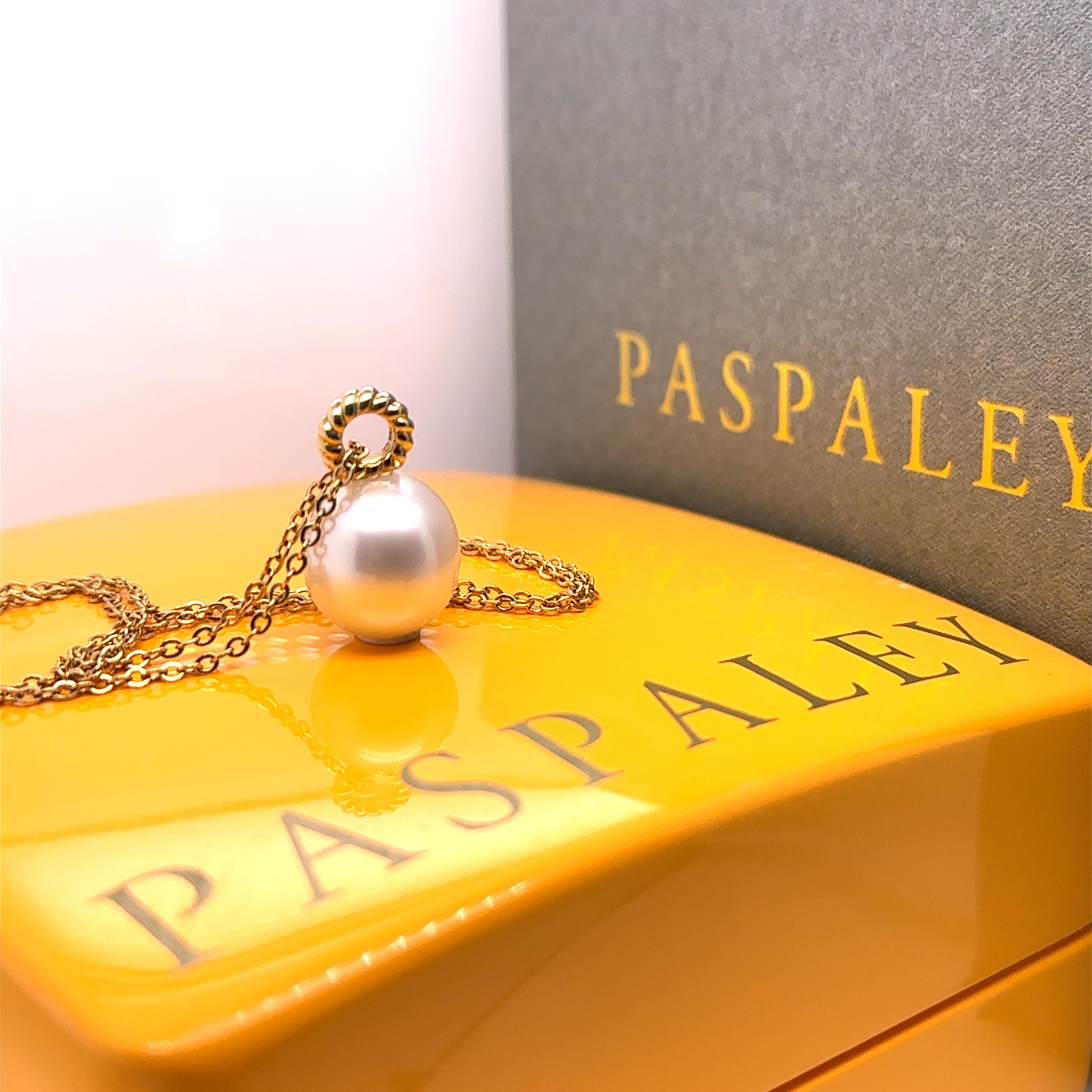 Paspaley South Sea Pearl Dive Rope Pendant with 9ct Yellow Gold Chain 6.32g For Sale 2