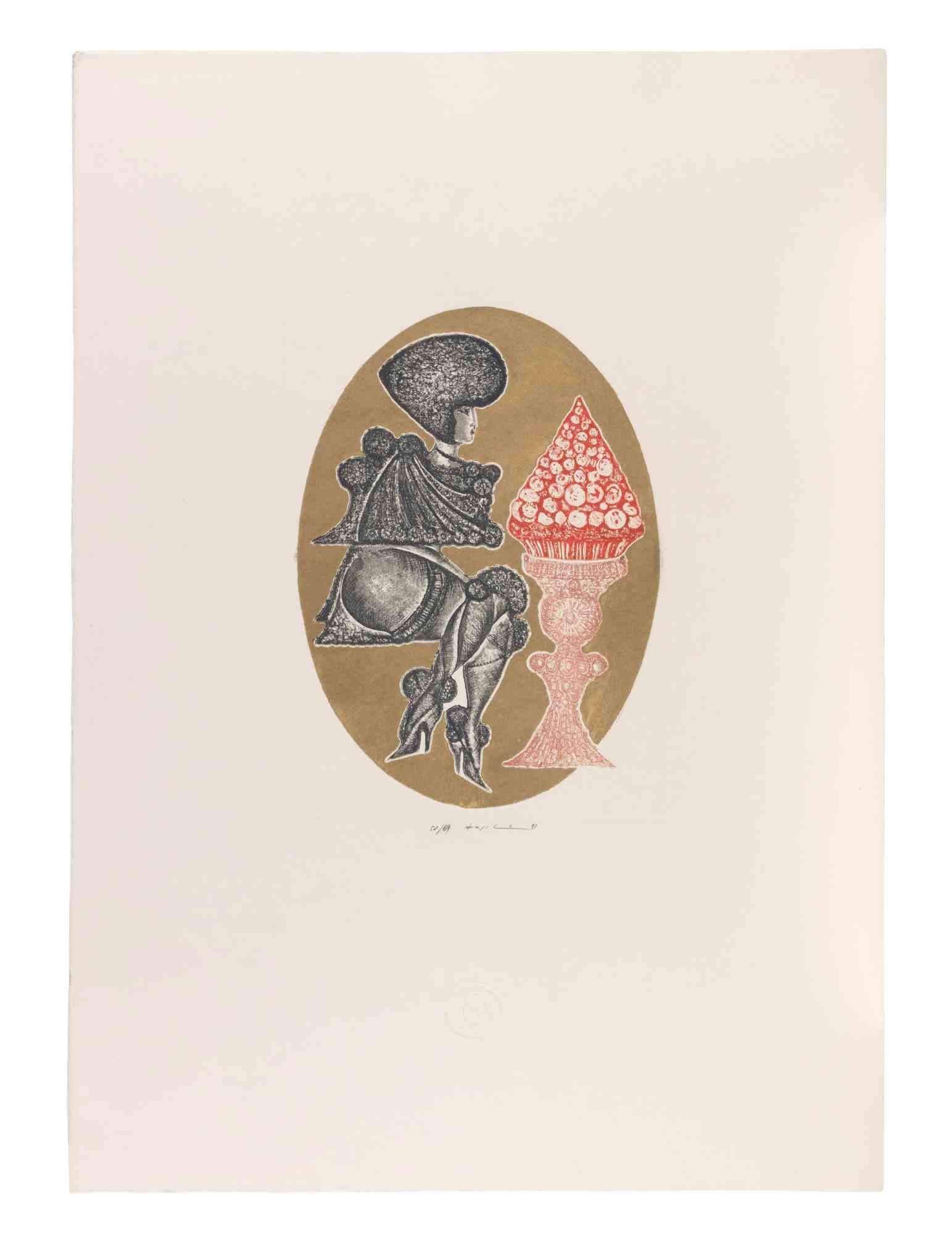 Etching on paper, realized in 1982 by Pasquale Basile.

Hand signed and numbered in pencil.

Edition of 69.

Excellent condition.