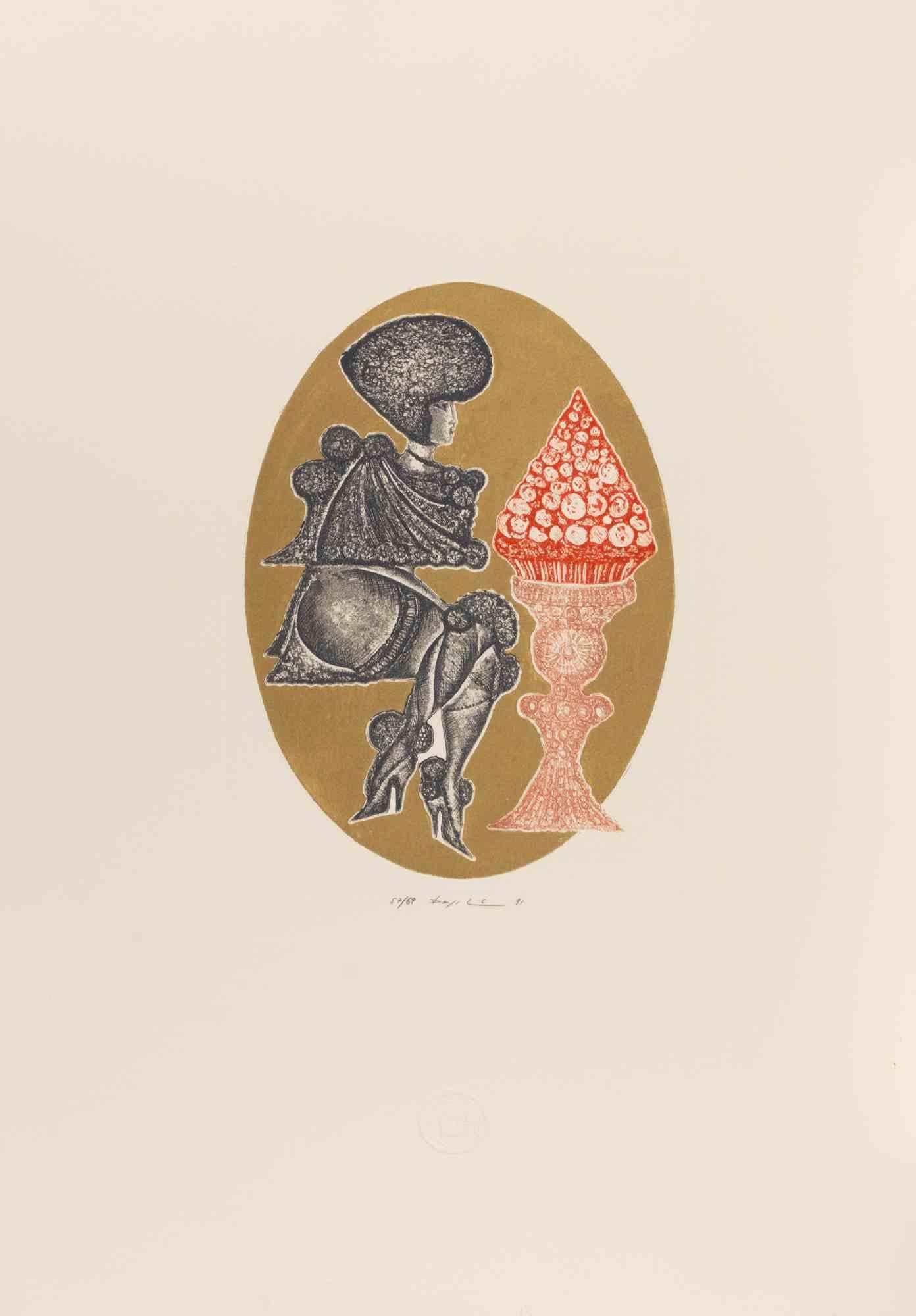 Surreal Composition - Etching by Pasquale Basile - 1991