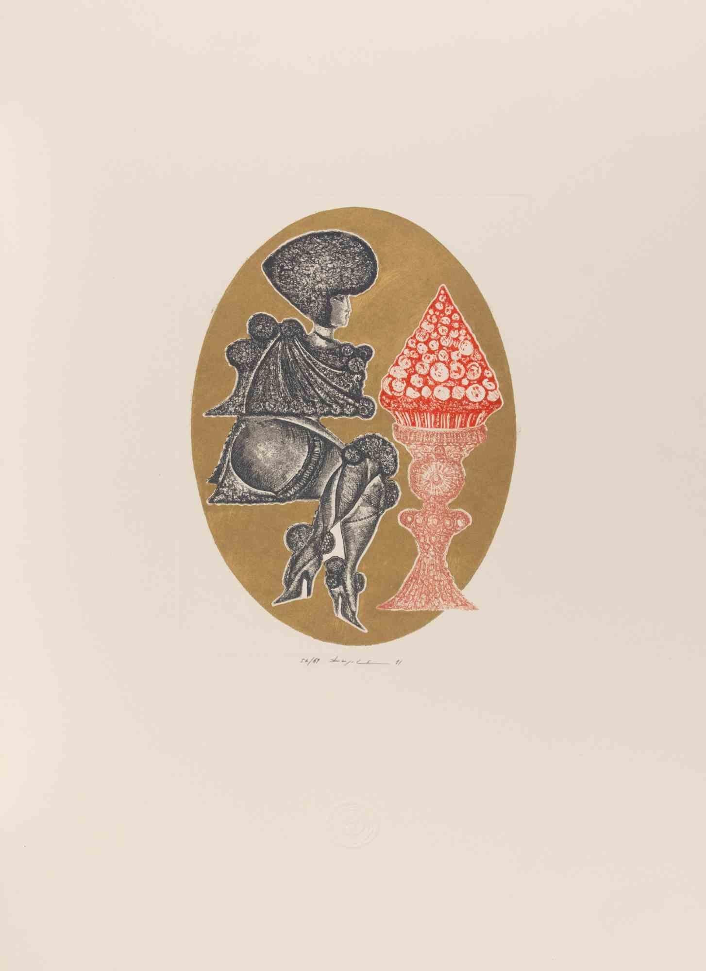 Surreal Composition - Etching by Pasquale Basile - 1991