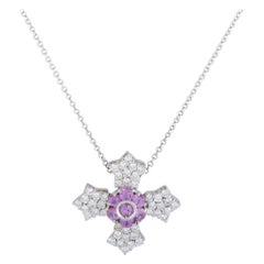 Pasquale Bruni 18 Karat Gold Diamond and Pink Tourmaline Cross Pendant Necklace