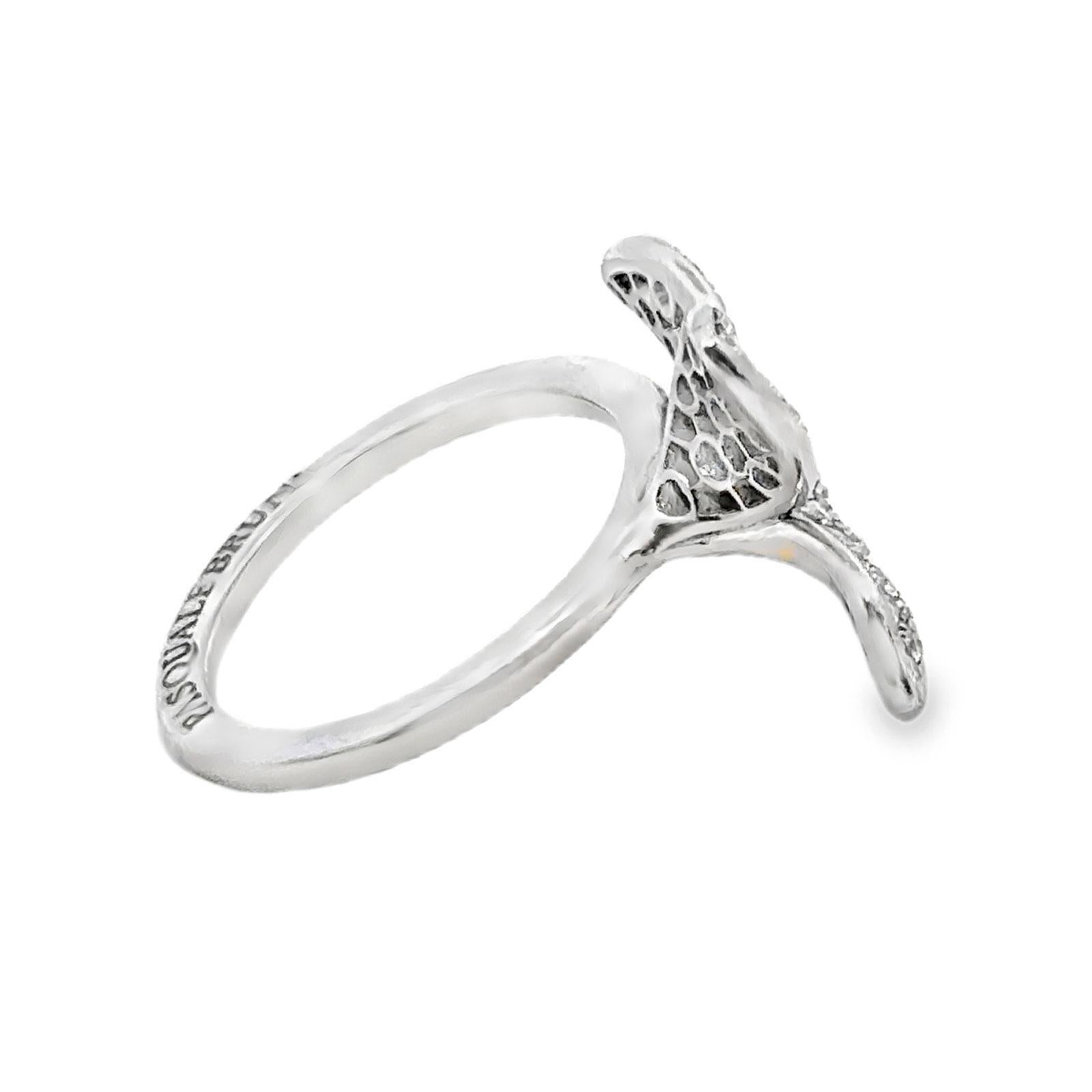 Pasquale Bruni 18 Karat White Gold Diamond Petit Garden Ring Size 6.5 In Excellent Condition In Boca Raton, FL