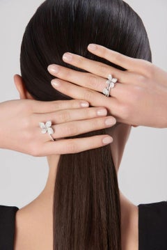 Pasquale Bruni 18 Karat Weißgold Blatt Blume Pave Diamant Ring