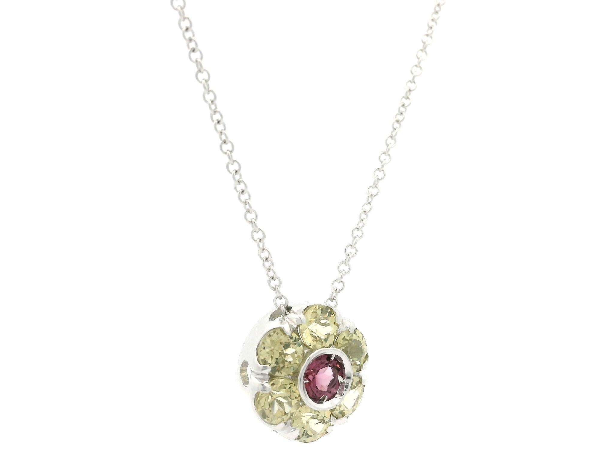 Brilliant Cut Pasquale Bruni 18k Gold Lemon Quartz Tourmaline Flower Cluster Pendant Necklace