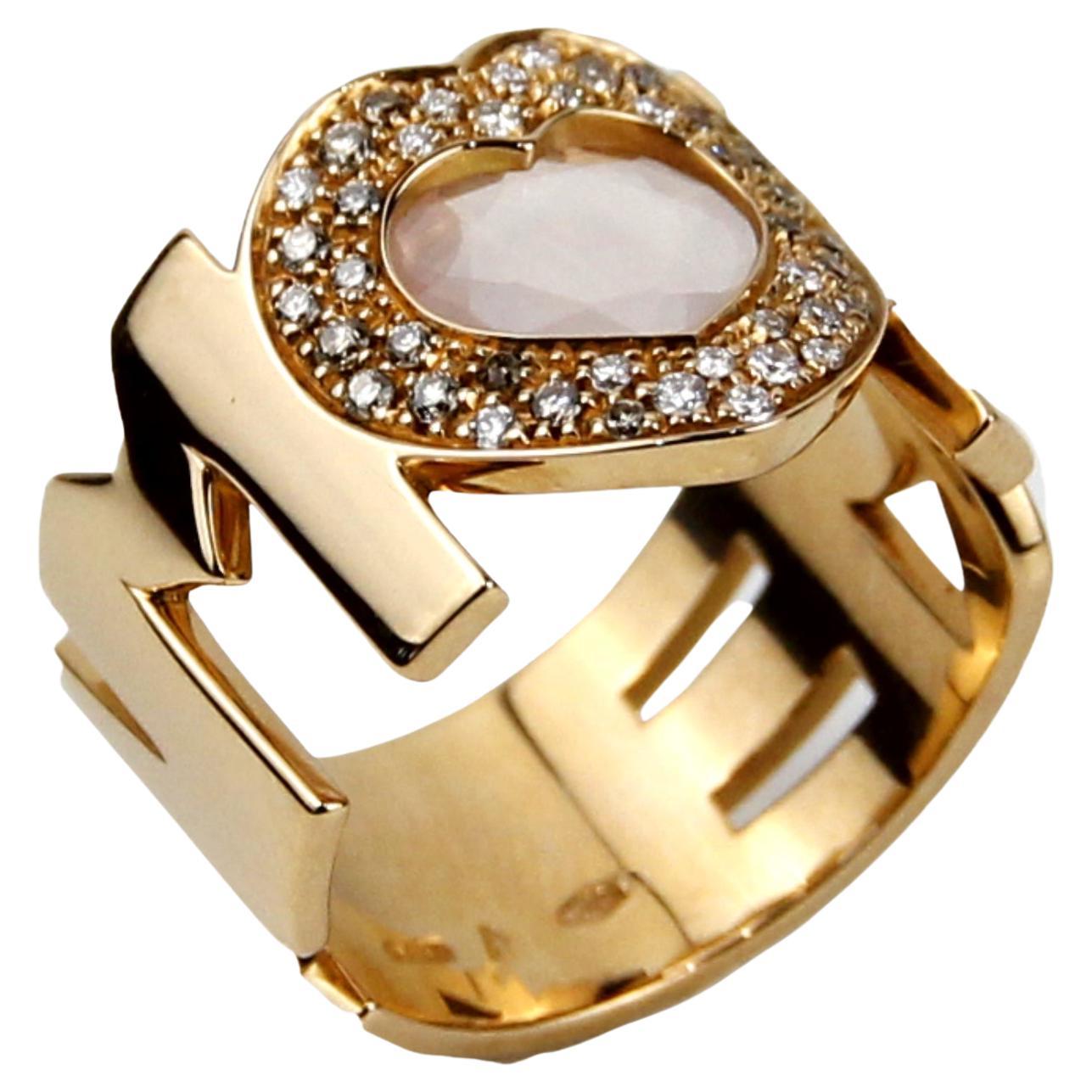 Pasquale Bruni 18K Rose Gold 0.32ctw Diamond "Amore" Ring For Sale