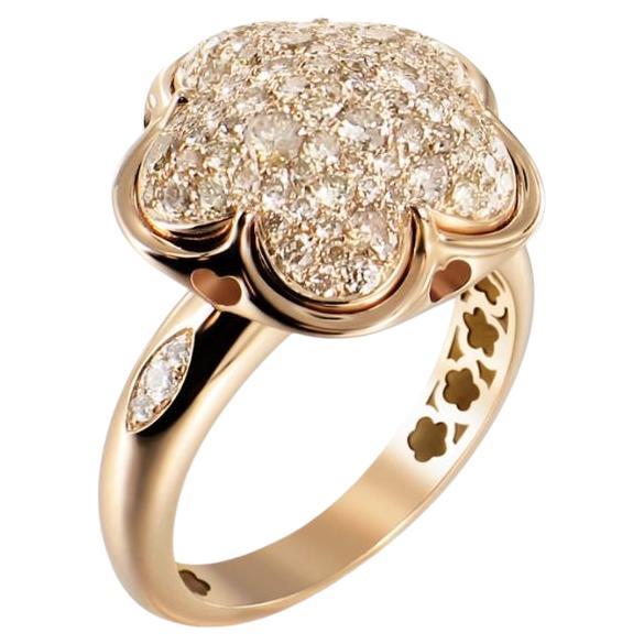 Pasquale Bruni 18K Rose Gold Bon Ton Ring w/ White & Champagne Diamonds, Size 7
