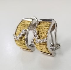 Pasquale Bruni 18k White and Yellow Gold Wire Diamond Earrings