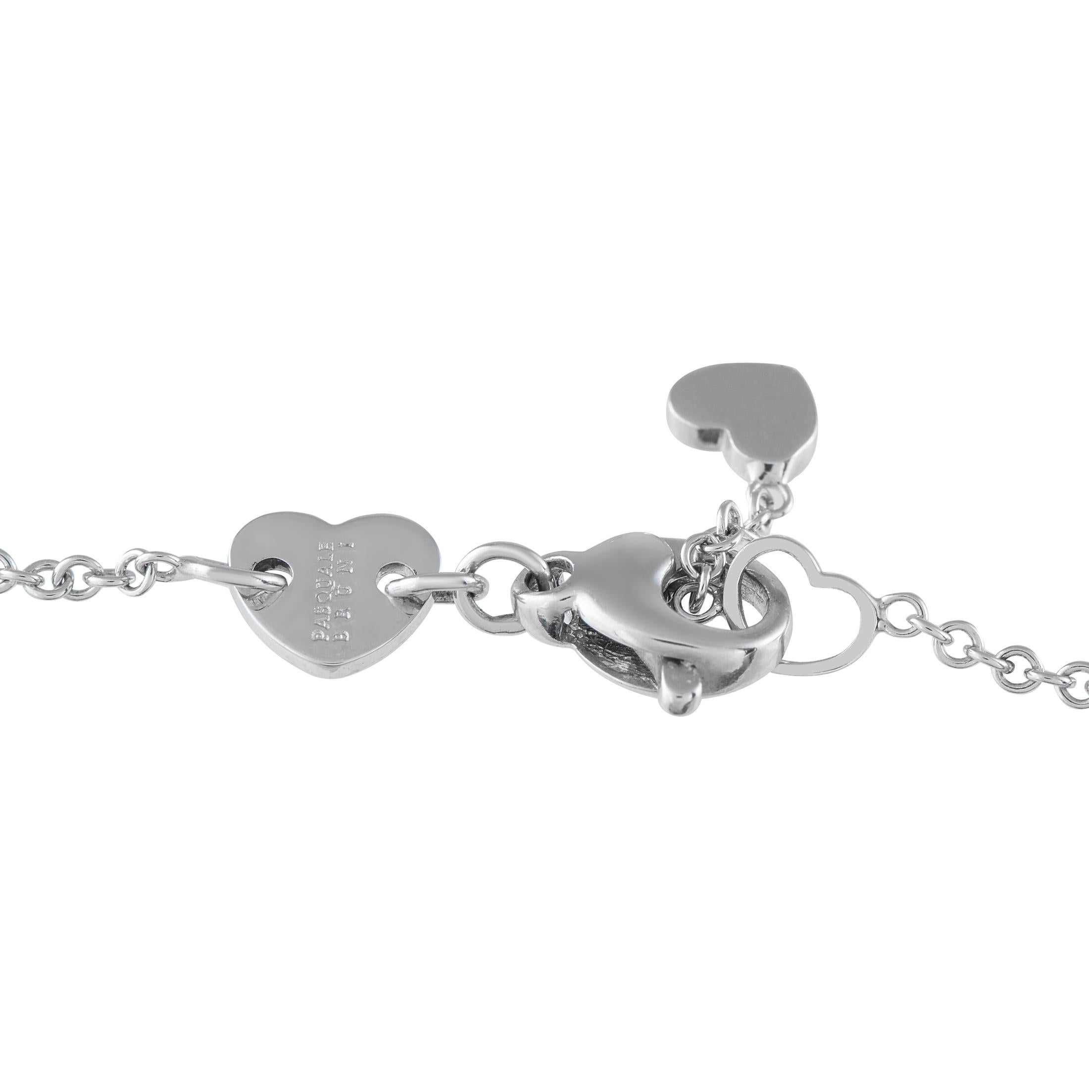 Round Cut Pasquale Bruni 18K White Gold 0.25ct Diamond, Jade and Garnet Cross Necklace For Sale