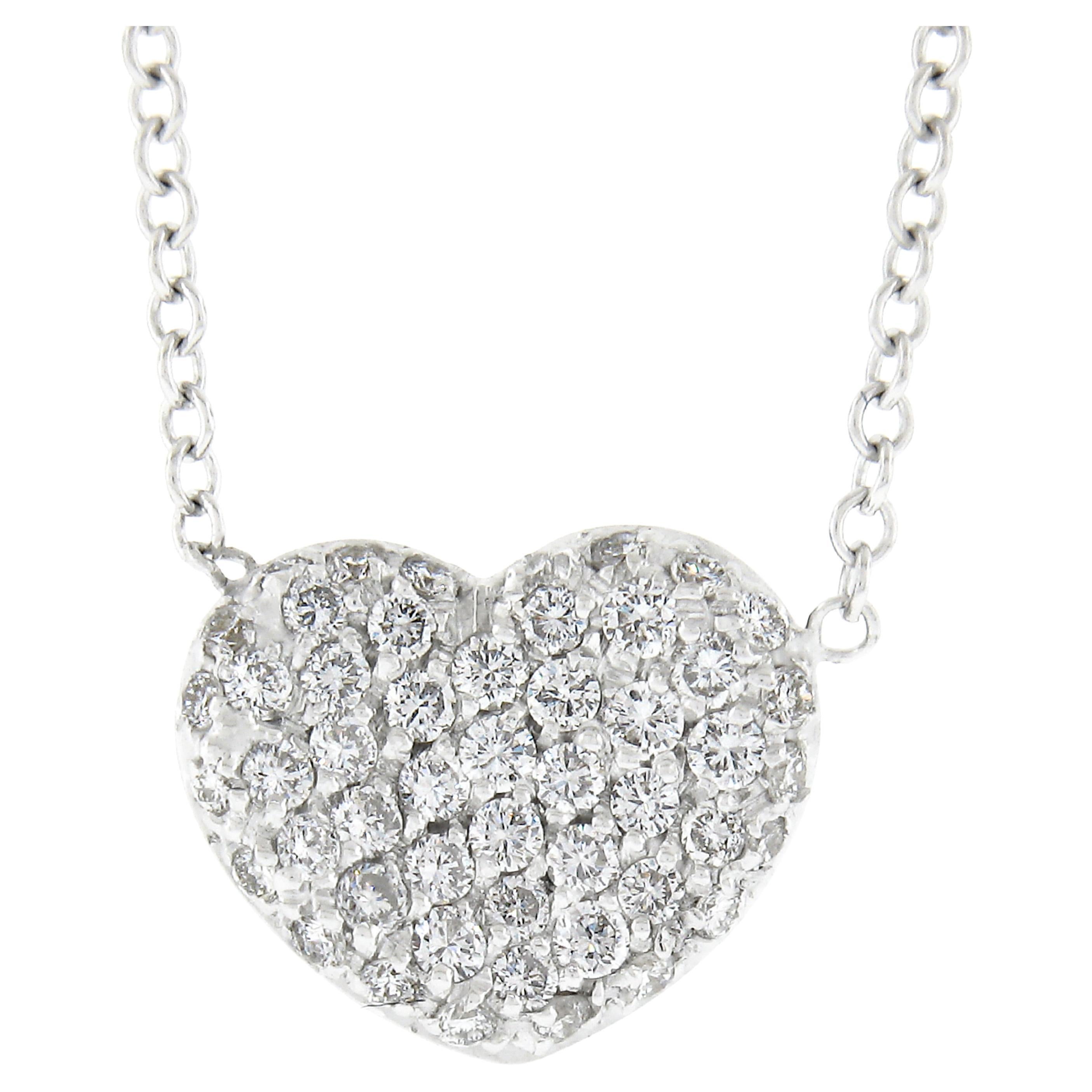 Pasquale Bruni 18k White Gold 0.50ctw Pave Diamond Heart Pendant 16" Necklace For Sale