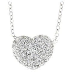Pasquale Bruni 18k White Gold 0.50ctw Pave Diamond Heart Pendant 16" Necklace
