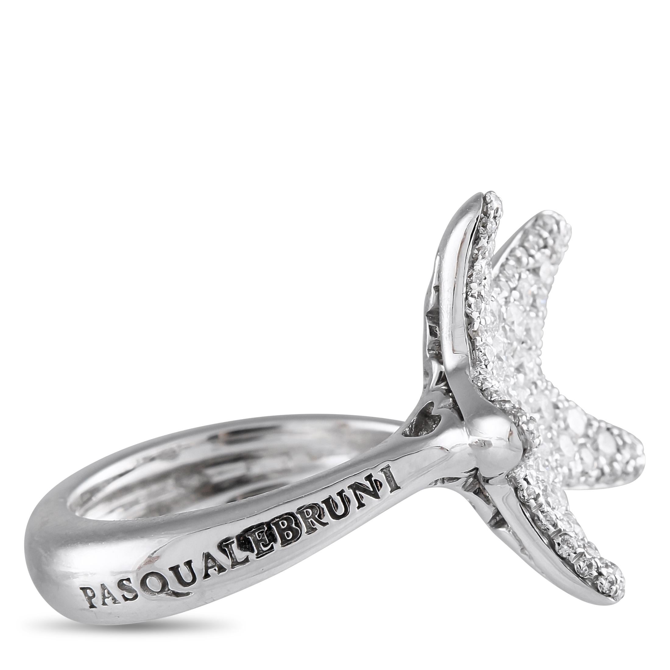 Anello Stella Marina con Diamante da 0,98ct in oro bianco 18K di Pasquale Bruni In condizioni Nuovo in vendita a Southampton, PA