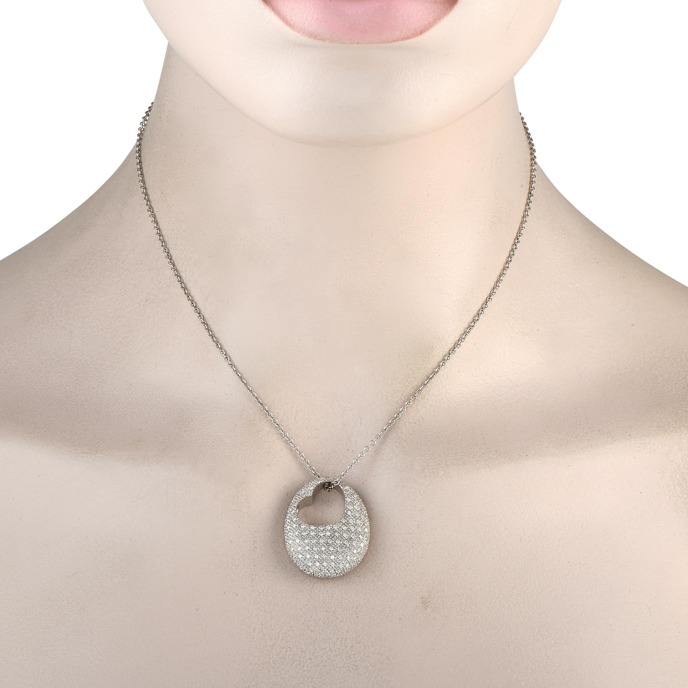 Express your love with this impeccably crafted Pasquale Bruni necklace. A breathtaking pendant measuring 1.15 long by 0.94 wide comes to life thanks to a heart-shaped cut out detail and sparkling Diamonds with a total weight of 1.45 carats. Crafted