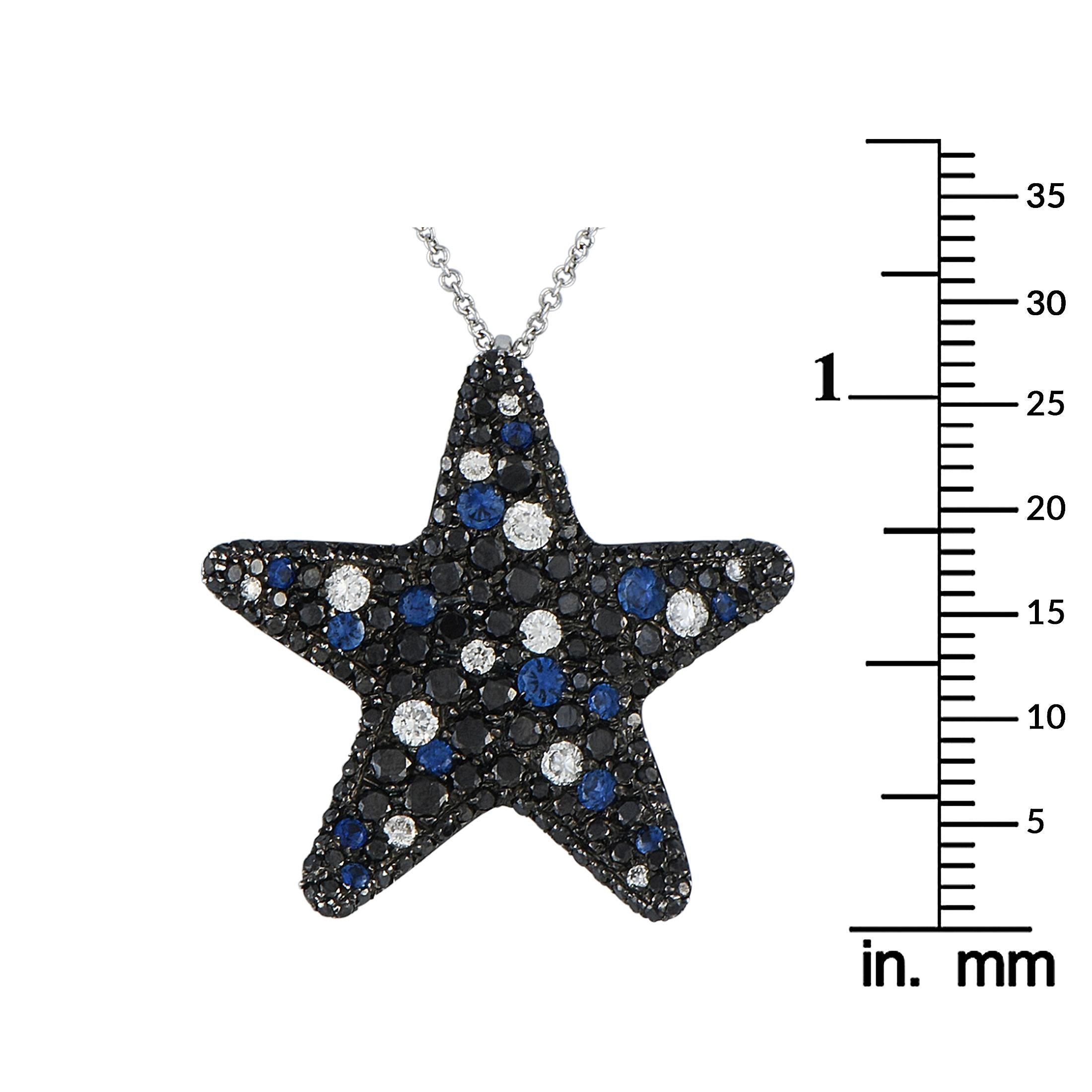 Round Cut Pasquale Bruni 18K White Gold 2.04ct Diamond and Sapphire Necklace For Sale