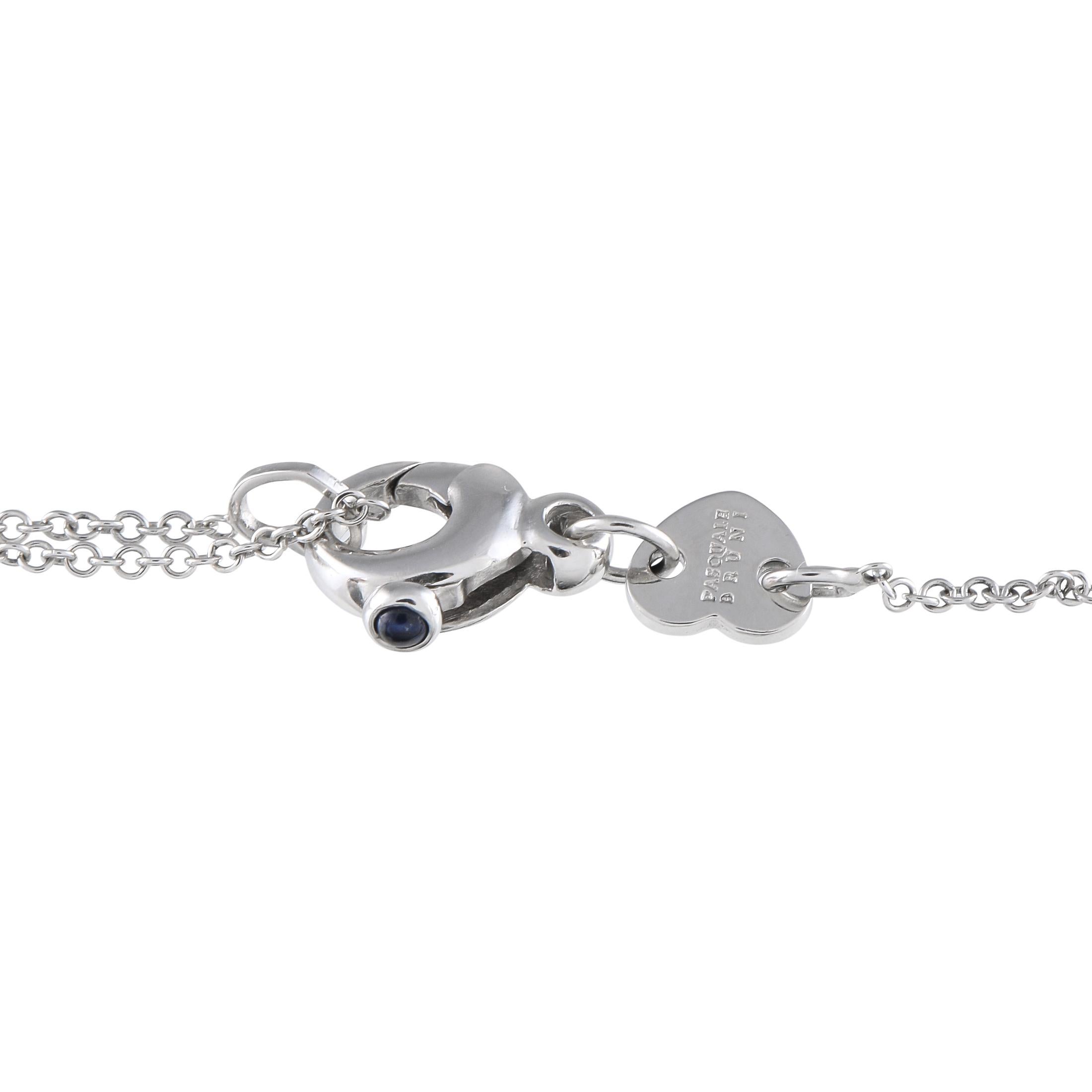 Round Cut Pasquale Bruni 18K White Gold 3.07ct Diamond and Sapphire Pendant Necklace For Sale