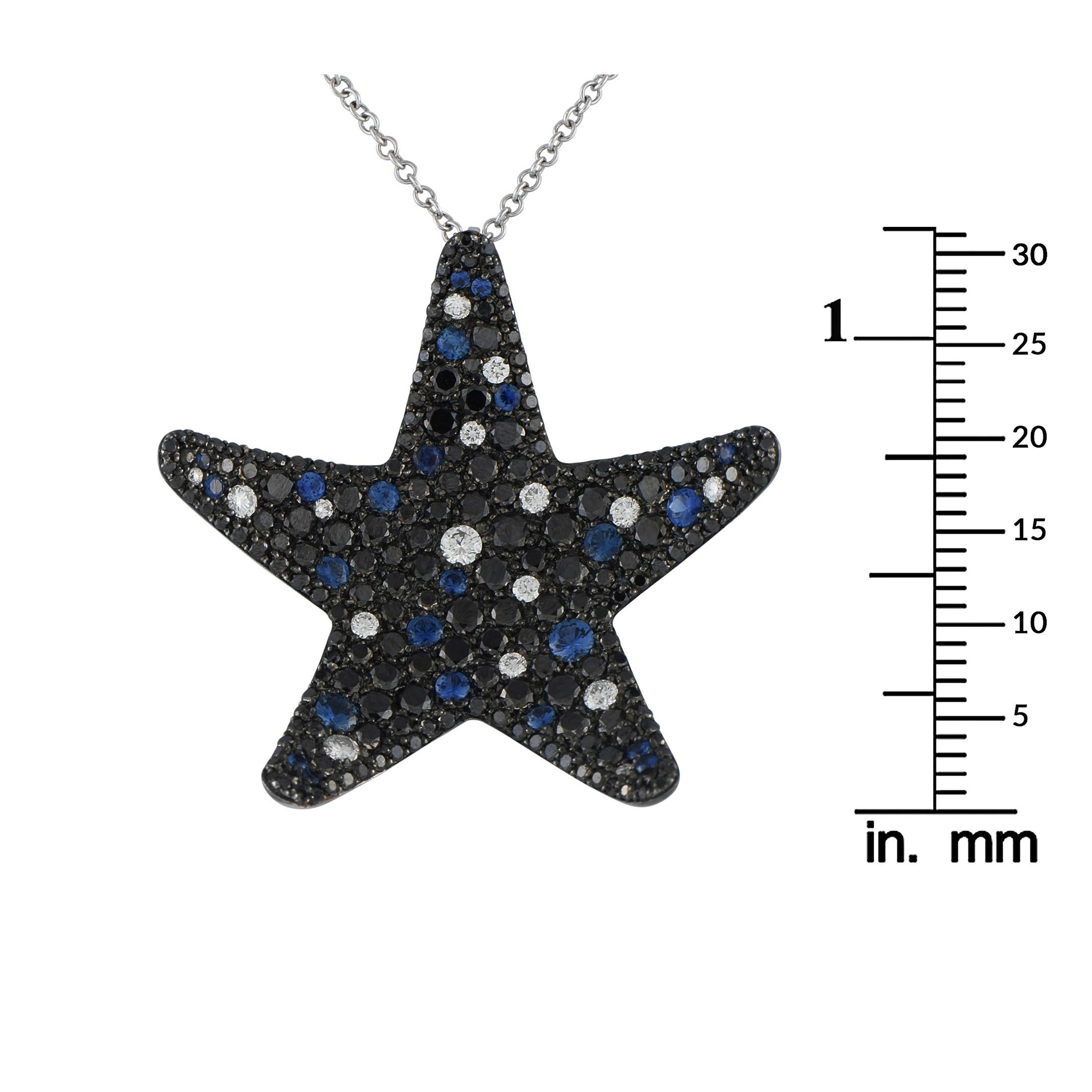 Pasquale Bruni 18K White Gold 3.07ct Diamond and Sapphire Pendant Necklace In New Condition For Sale In Southampton, PA