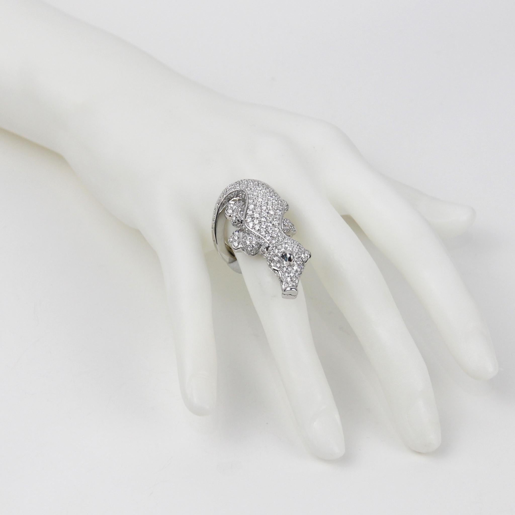 Modern Pasquale Bruni 18K White Gold 4.84ctw Diamond Crocodile Ring