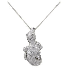 Collana con coccodrillo in oro bianco 18 carati e diamanti da 7,14 carati di Pasquale Bruni