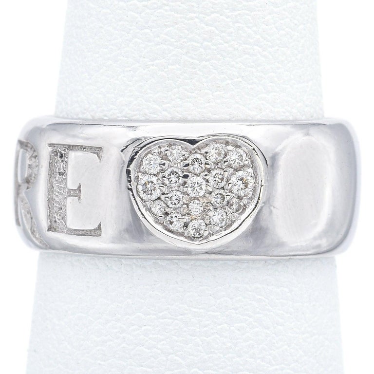 Pasquale Bruni 18K White Gold Diamond Amore Heart Band Ring photo 2