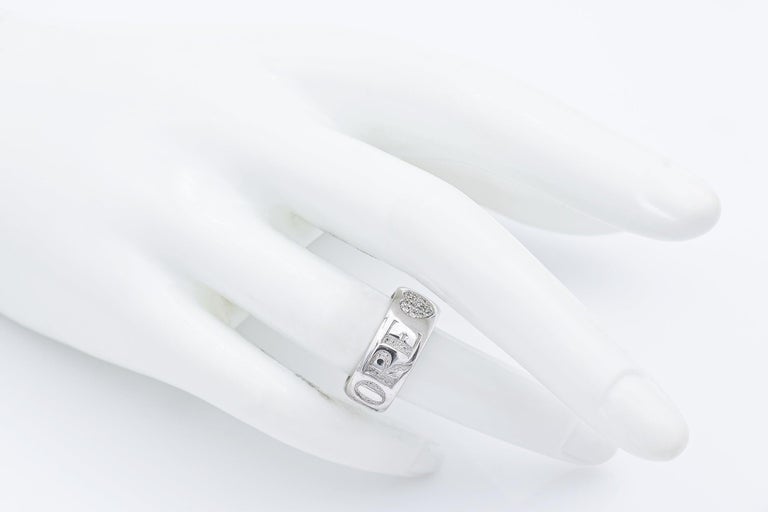 Pasquale Bruni 18K White Gold Diamond Amore Heart Band Ring photo 3