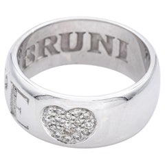 Pasquale Bruni 18K White Gold Diamond Amore Heart Band Ring