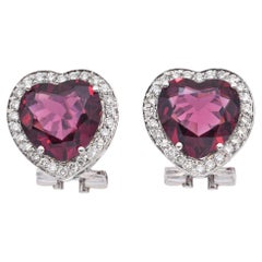 Pasquale Bruni, clous d'oreilles cœur en or blanc 18 carats, rubellite et diamants