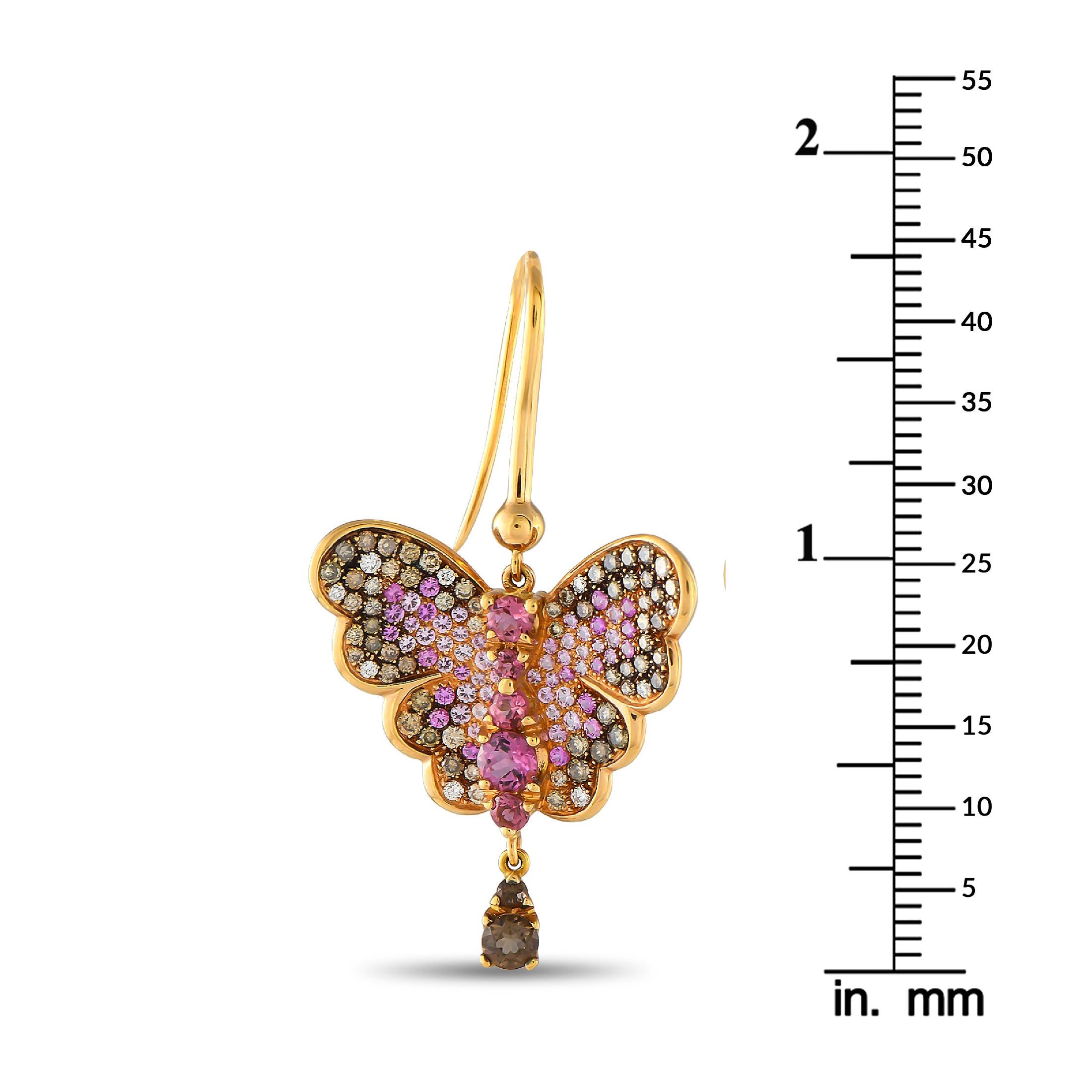 Pasquale Bruni 18K Gelbgold 1,31ct Diamant, Saphir & Turmalin Ohrringe (Rundschliff) im Angebot