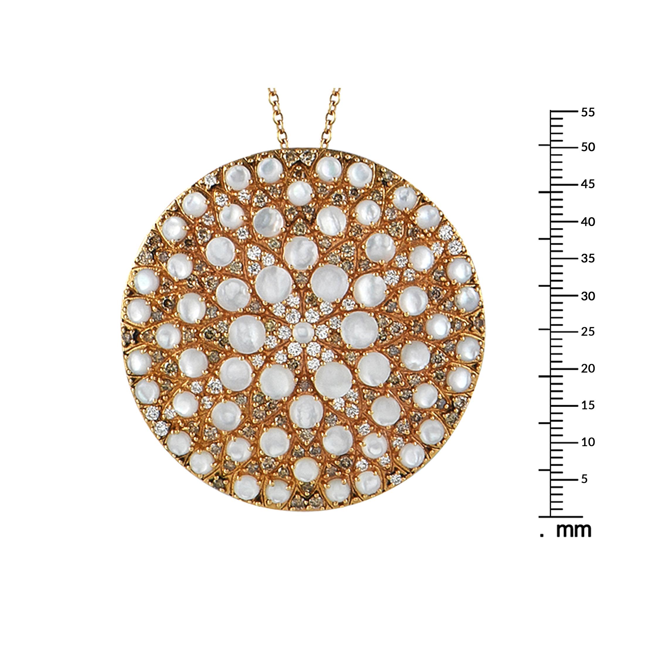 Pasquale Bruni 18K Yellow Gold 3.65ct Diamond and Mother of Pearl Necklace In New Condition For Sale In Southampton, PA