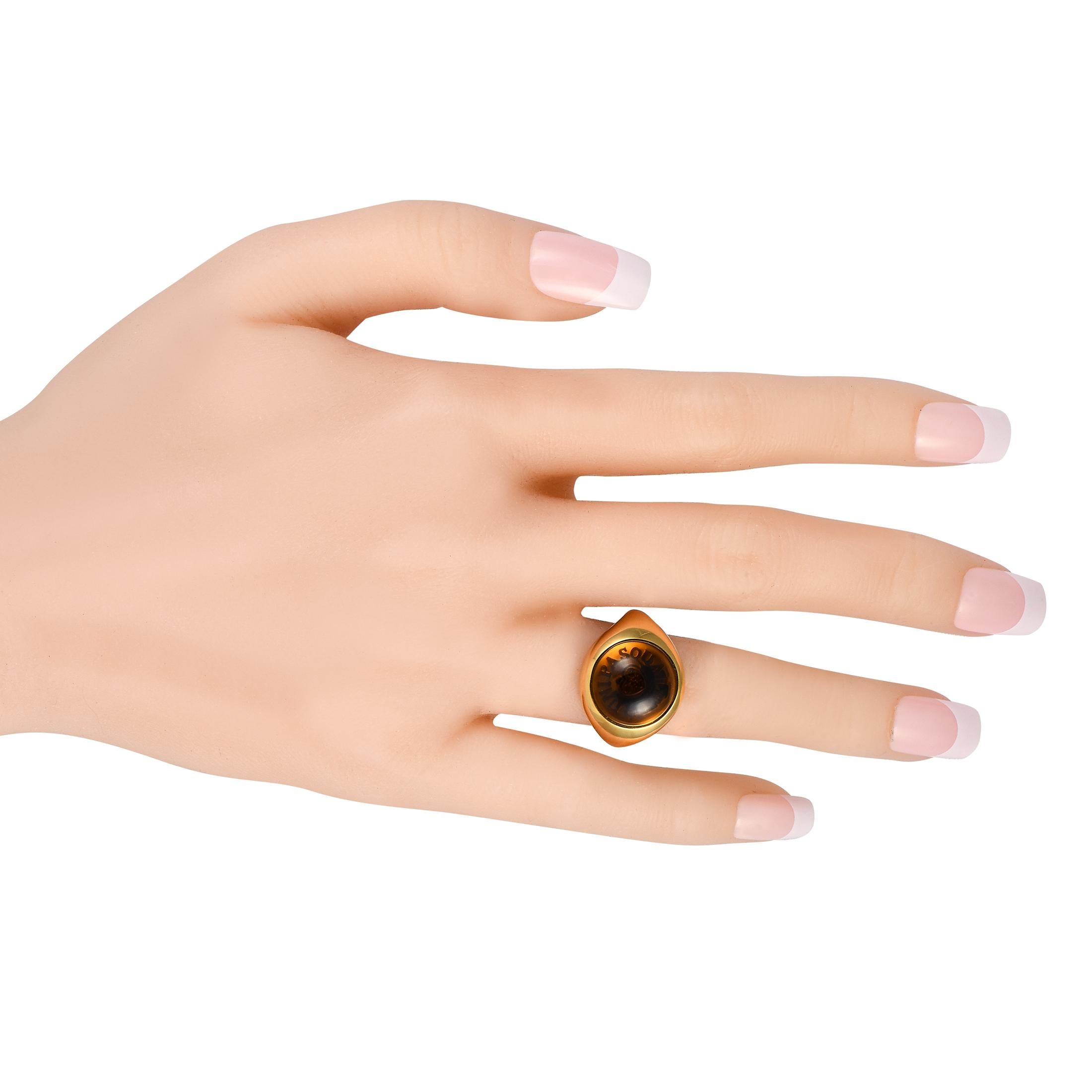 Round Cut Pasquale Bruni 18K Yellow Gold Diamond and Smoky Quartz Cocktail Ring