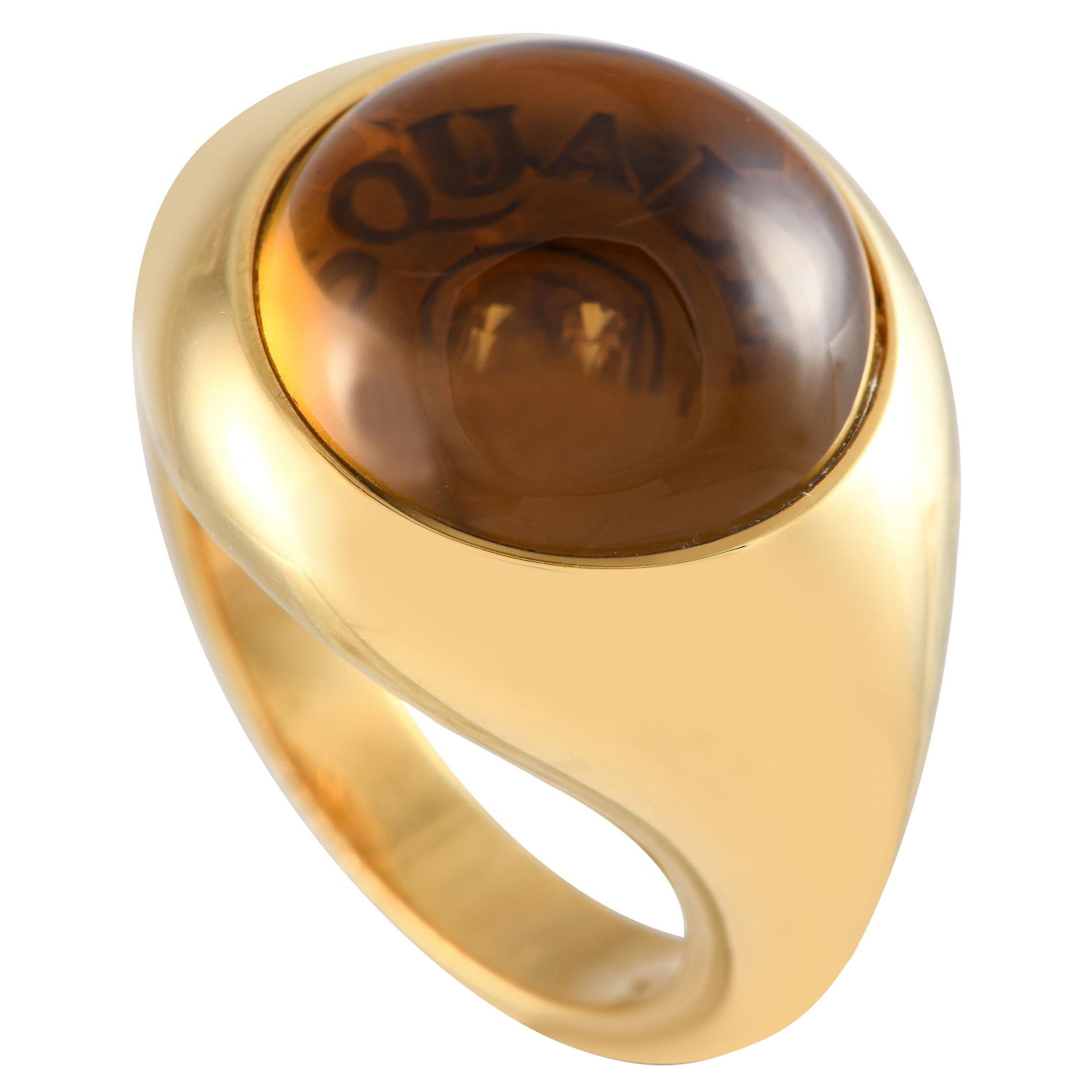 Pasquale Bruni Cocktail-Ring aus 18 Karat Gelbgold mit Diamanten und Rauchquarz