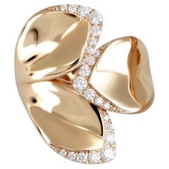 Pasquale Bruni 3 leaves pink gold ring with diamond details