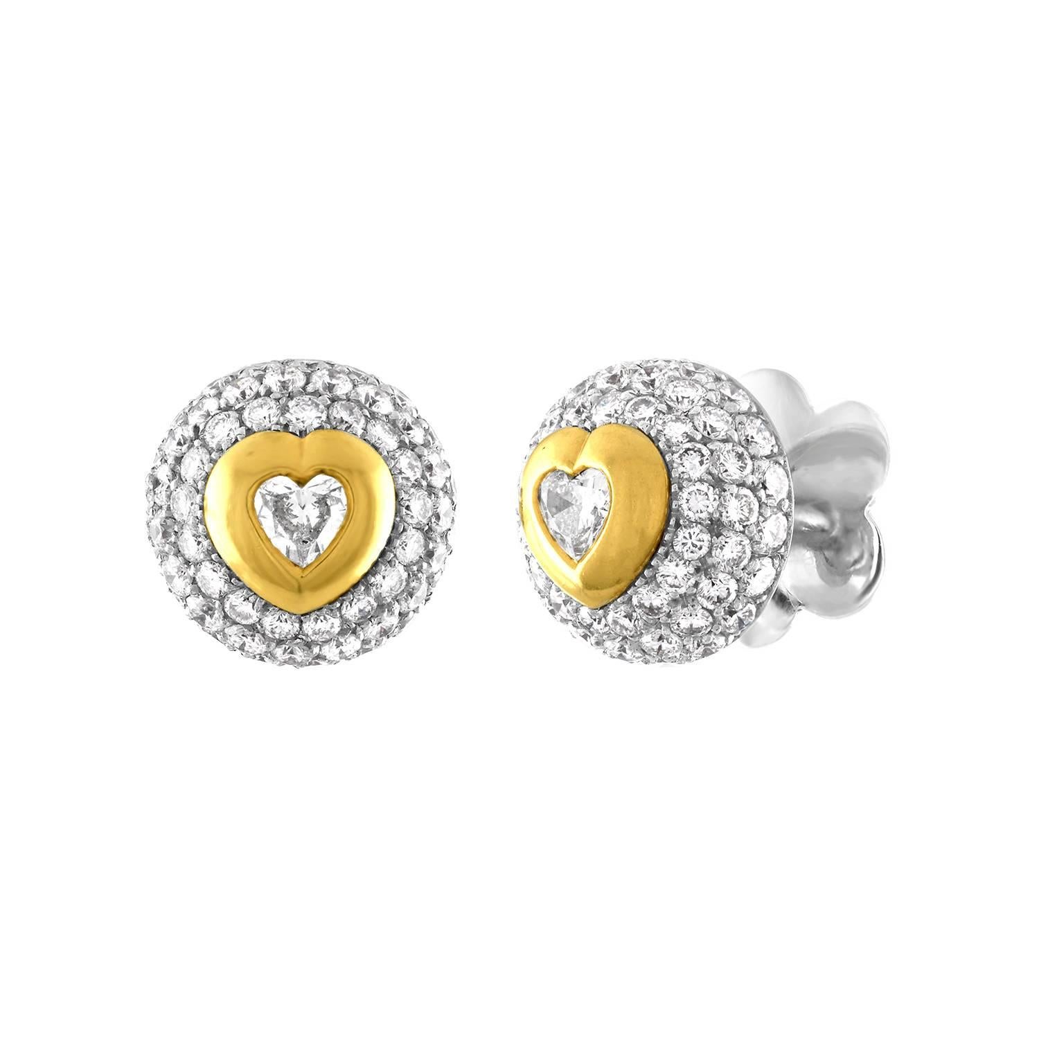 Pasquale Bruni 3.50 Carat Diamond Gold Button Stud Earrings For Sale