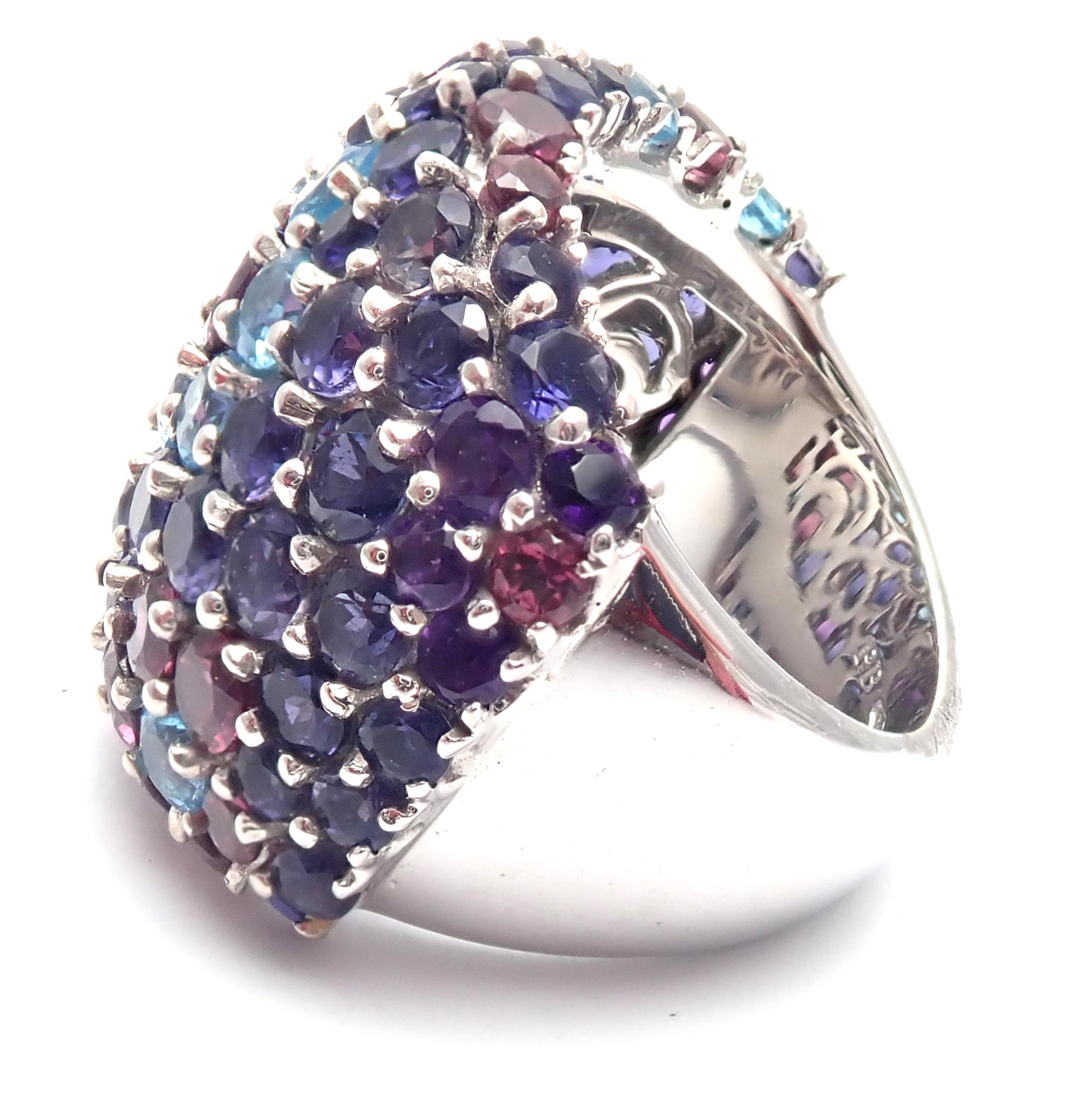 Women's or Men's Pasquale Bruni Amethyst Blue Topaz Tourmaline White Gold Ring