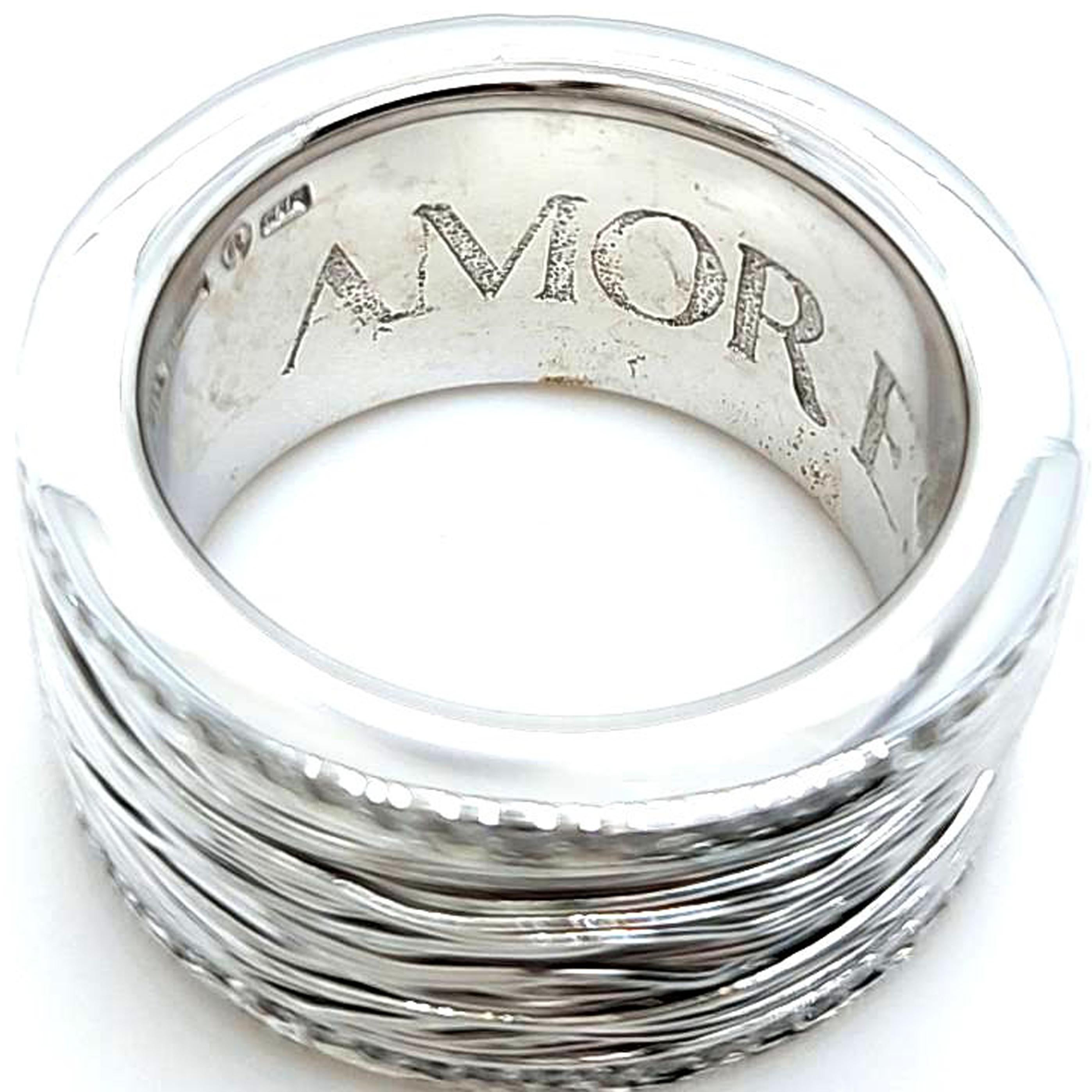 Round Cut Pasquale Bruni Amor Est Vita Wide Band in White Gold For Sale
