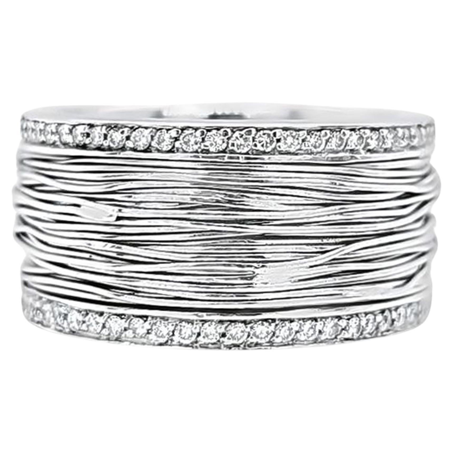 Pasquale Bruni Amor Est Vita Wide Band in White Gold For Sale