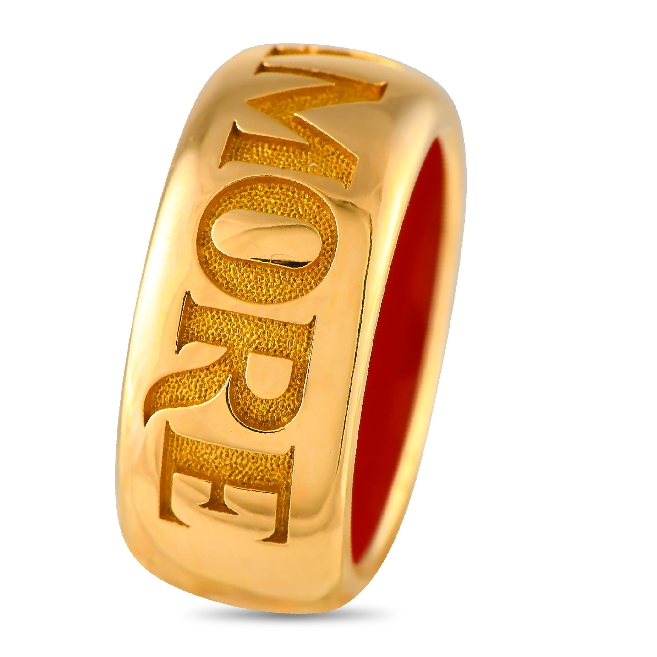 Celebrate love of every kind  romantic, shared, or self-given  with the Amore ring. A symbol of what truly matters, this Pasquale Bruni creation is designed to stand the test of time. It is crafted in 18K yellow gold and has the word AMORE deeply