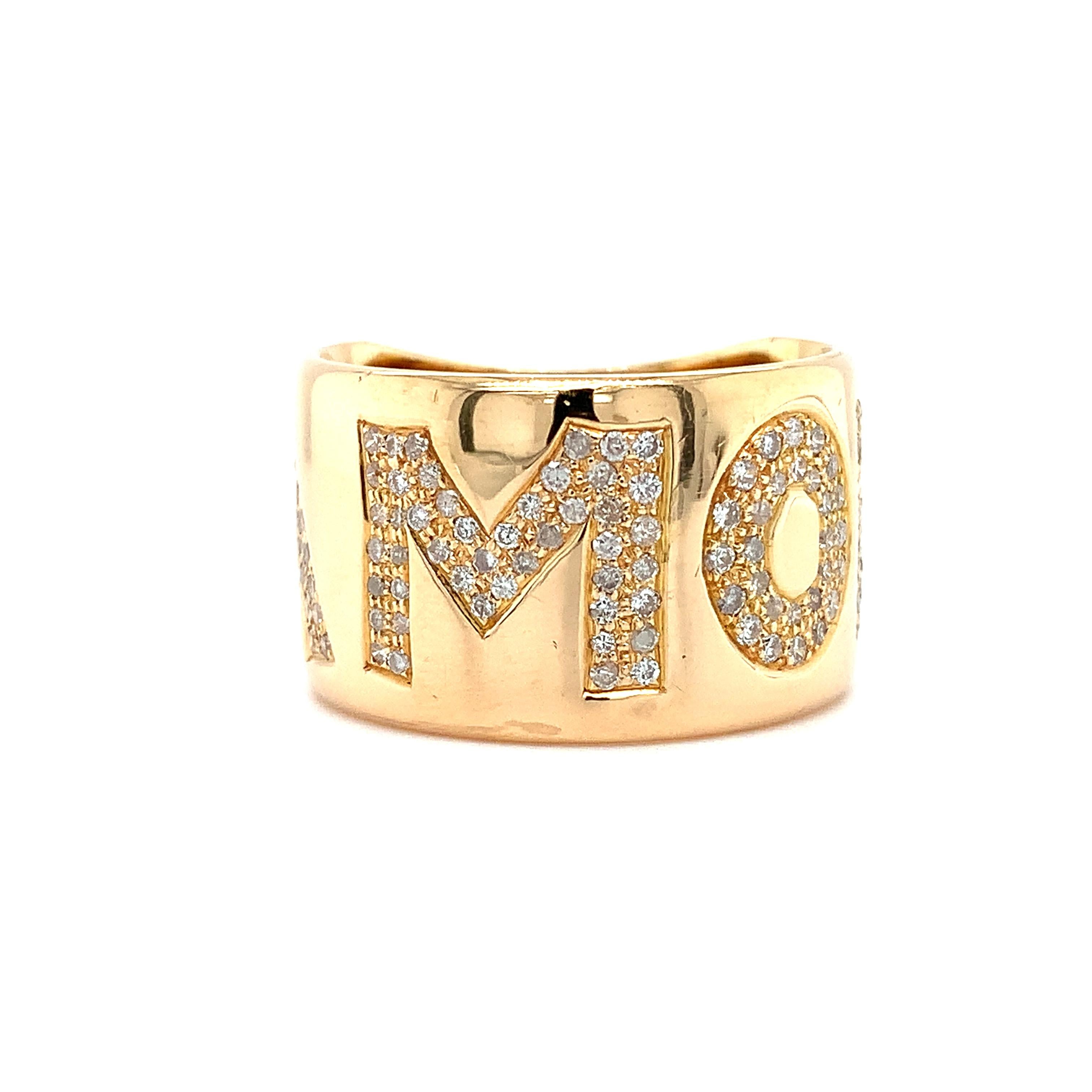Art Deco Pasquale Bruni Amore chunky cocktail ring 18k yellow gold ring For Sale