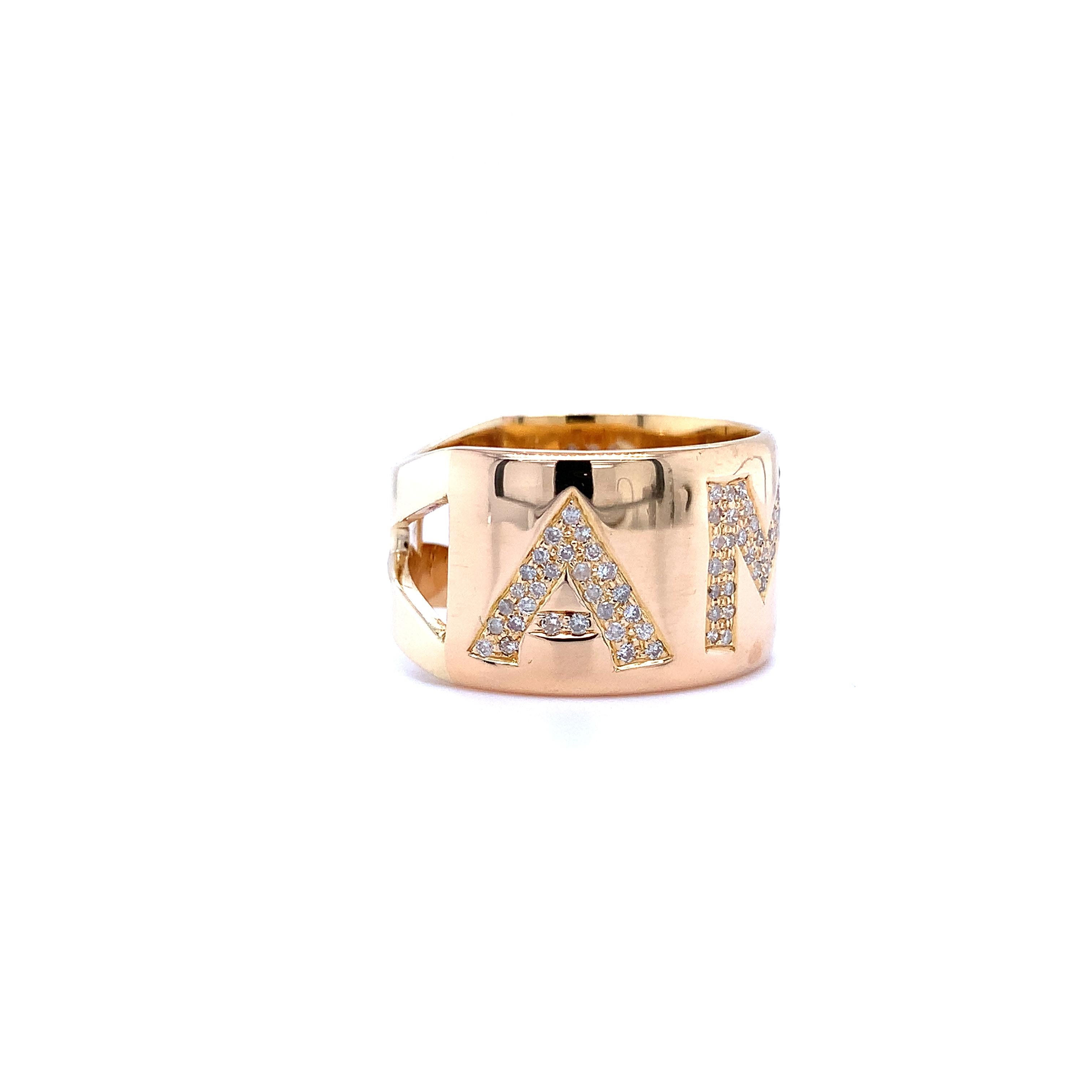 Art Deco Pasquale Bruni Amore fine cocktail ring 18k yellow gold For Sale