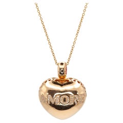 Collana con ciondolo a cuore "Amore" di Pasquale Bruni in oro rosa 18 carati con diamanti