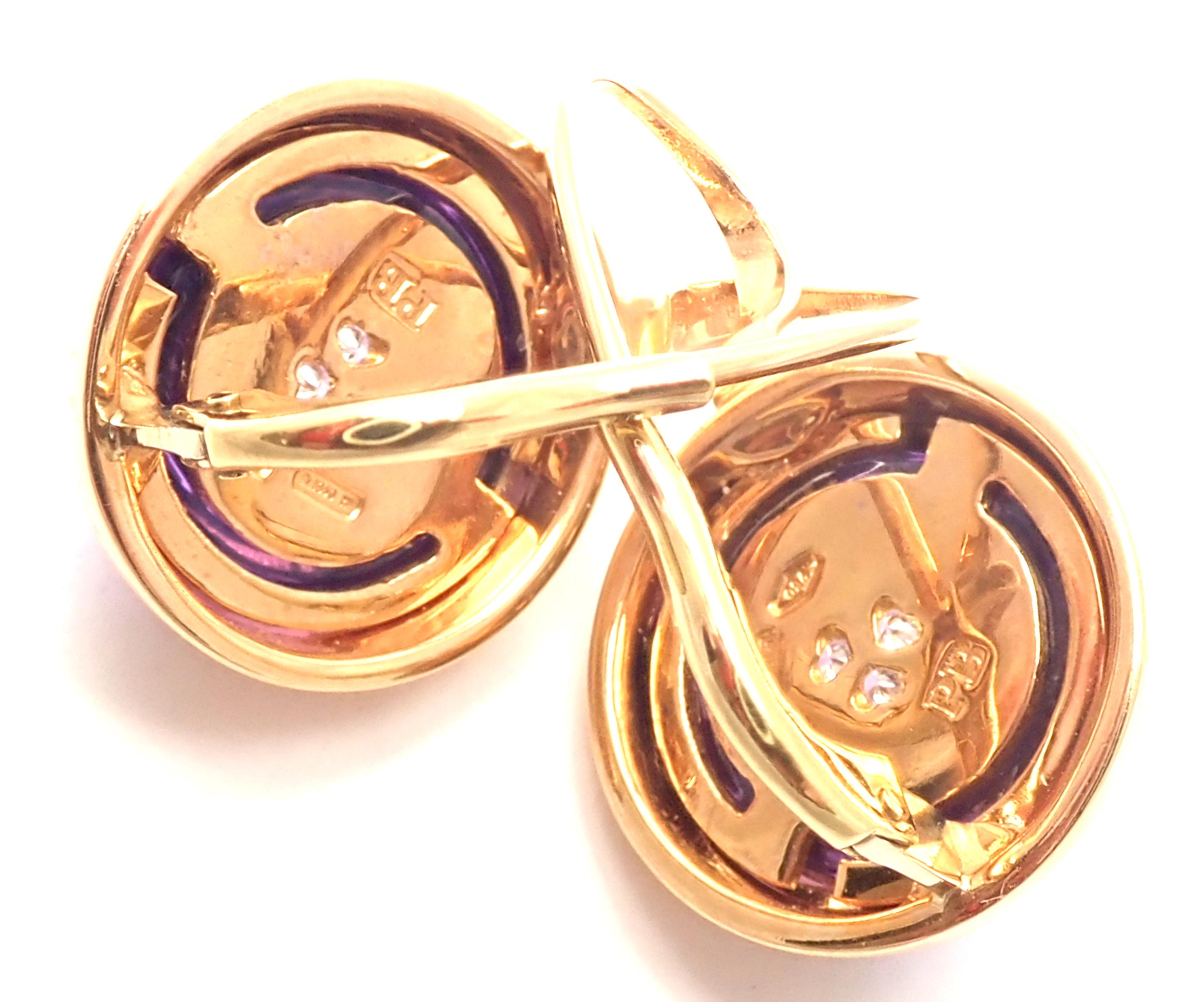 Pasquale Bruni Avant Garde Amethyst Diamond Yellow Gold Earrings In New Condition In Holland, PA