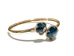 Pasquale Bruni Bangle in London Blue Topaz and Diamonds in 18 Karat Pink Gold
