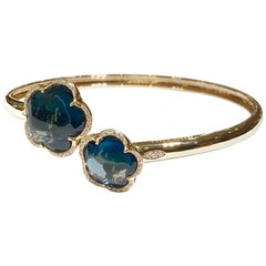 Pasquale Bruni Bangle in London Blue Topaz and Diamonds in 18 Karat Pink Gold