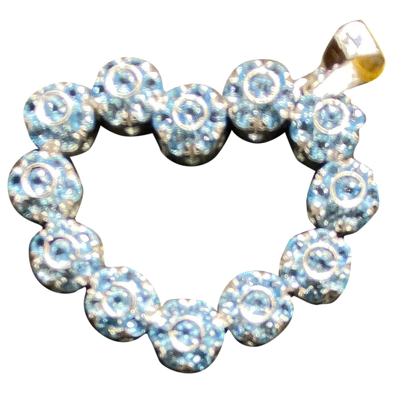 Pasquale Bruni Blue Topaz and Diamond Heart Necklace For Sale
