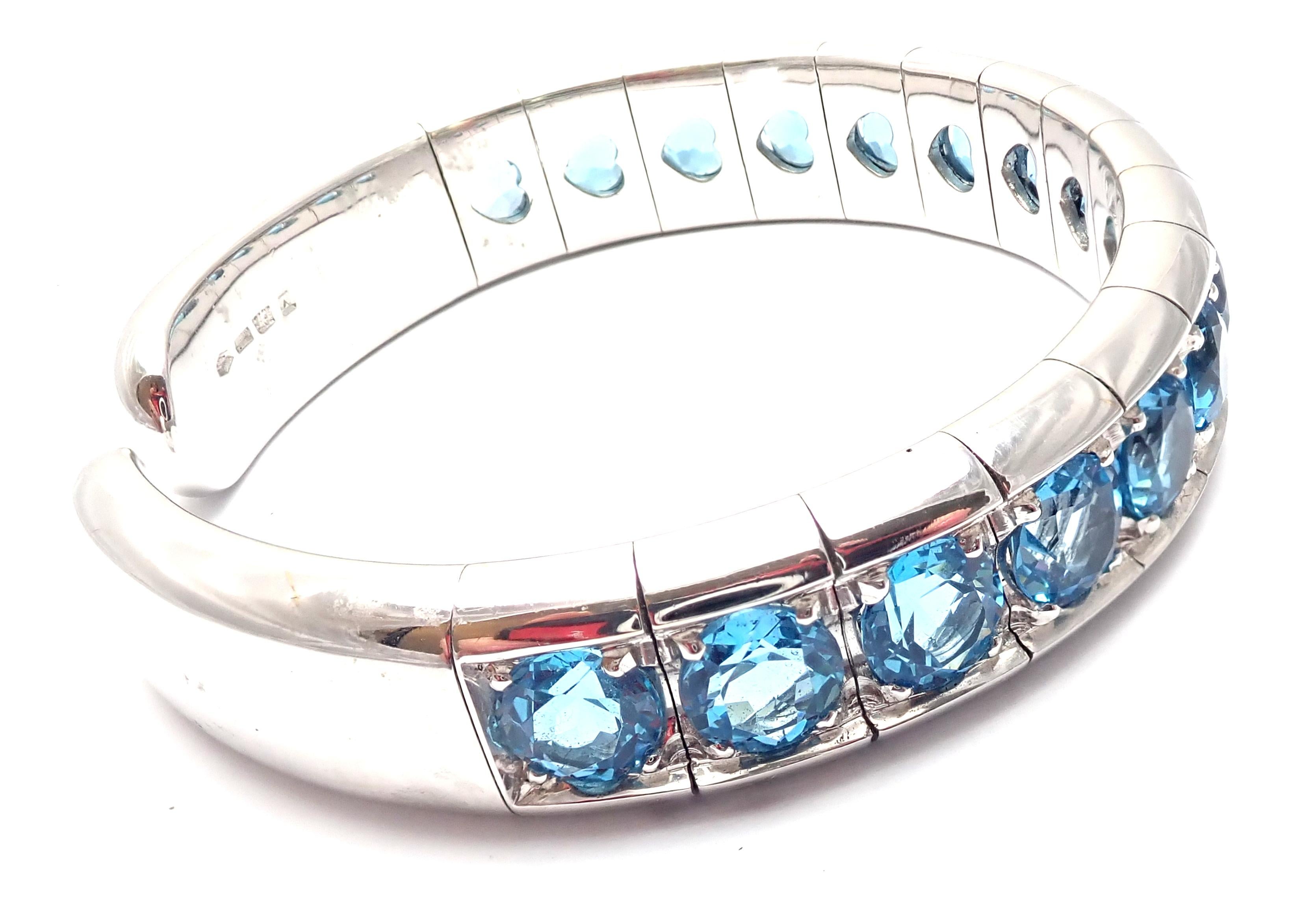 Pasquale Bruni Blue Topaz White Gold Bangle Bracelet In New Condition In Holland, PA