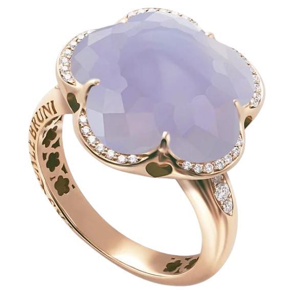 Pasquale Bruni Bon Ton 18K Rose Gold Ring with Blue Chalcedony and Diamonds For Sale