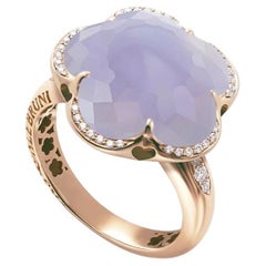 Pasquale Bruni Bon Ton Bague en or rose 18 carats avec calcédoine bleue et diamants